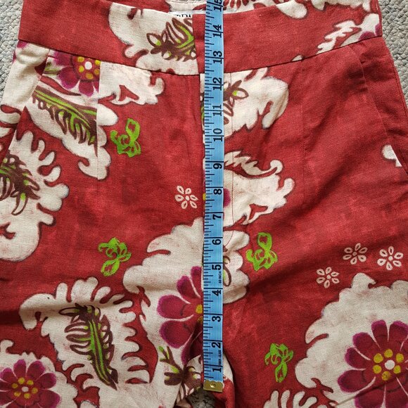 Zara Red and White Wide-Leg Linen Pants - Picture 4 of 13